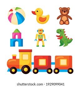 seven kids toys set icons