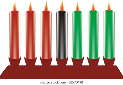 seven kwanzaa candles in vector