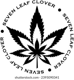 siete trébol hoja marihuana maleza negro vector diseño gráfico y archivo de corte