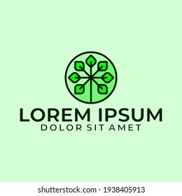 Siete hojas con simplicidad de árbol en una plantilla de logotipo de círculo en diseño plano ilustración de pictograma para aplicaciones de empresas agrícolas icono