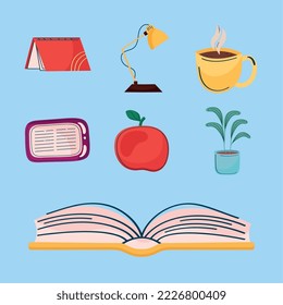 seven literacy education set icons