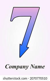 Seven Logo; 7 Icon; 7 vector; Simple design; Seven letter abstract; Number logo; Number icon; Business logo; Arrow sign; Arrow icon; 7 + Cursor; Cursor logo