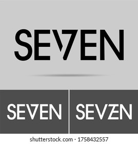 Seven logo; numeral and word logo for number. Seven letter with seven figure logo design. 