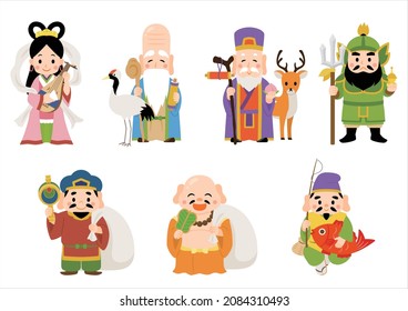 The Seven Lucky Gods are traditional Japanese gods that bring good luck.
