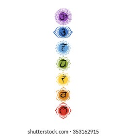 Seven main chakras, sketch foy your design. Vector illustration