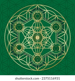 The Seven Main Chakras, which Match Perfectly onto the Junctions of the Flower of Life Symbol and Merkaba. Sacred geometry. Ready Pack for Print.