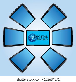 Seven modern lcd screens vector illustration
