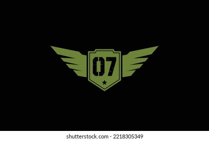 SEVEN Number army for team identity. Military template vector illustration for your brand.
