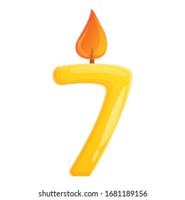 Seven number candle icon. Cartoon of seven number candle vector icon for web design isolated on white background
