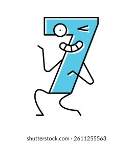 seven number character color icon vector. seven number character sign. isolated symbol illustration