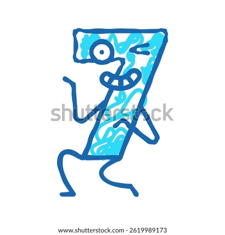 seven number character doodle icon sketch vector. seven number character sign. isolated symbol illustration