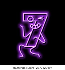 seven number character neon light sign vector. seven number character sign. isolated symbol illustration