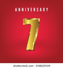 seven number gold gradient with red background