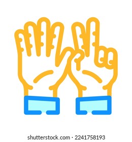 seven number hand gesture color icon vector. seven number hand gesture sign. isolated symbol illustration