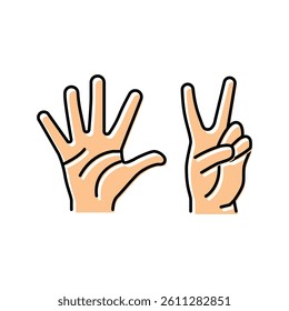 seven number hand gesture color icon vector. seven number hand gesture sign. isolated symbol illustration
