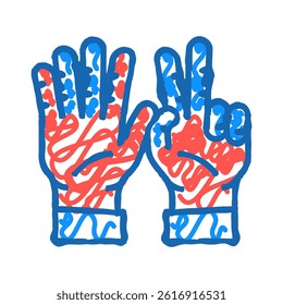 seven number hand gesture doodle icon sketch vector. seven number hand gesture sign. isolated symbol illustration