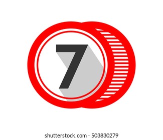 seven number initial typography typeset logotype numeral numeric nominal image vector icon