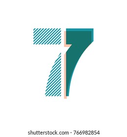 Seven Number logo. Retro colorful logotype vector design template in white background