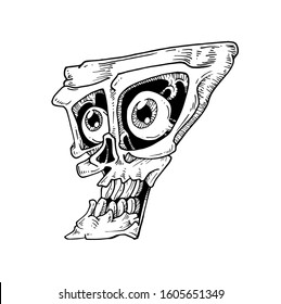 SEVEN, NUMBER SKULL DRAWING VECTOR DESIGN