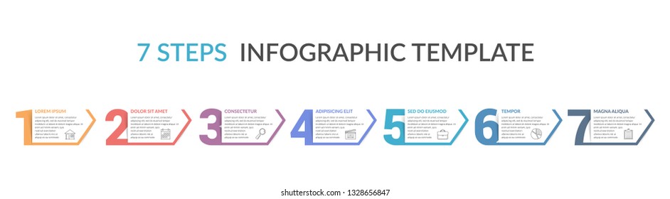 Seven numbers with arrows and place for your text, seven steps - infographic template, vector eps10 illustration