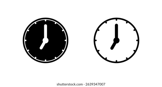 A seven oclock analog clock icon, perfect for indicating morning routines, early meetings, or evening activities.