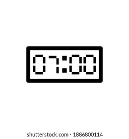 Seven o'clock. Vector illustration of a digital clock with digital numbers. Isolated on an editable blank background.