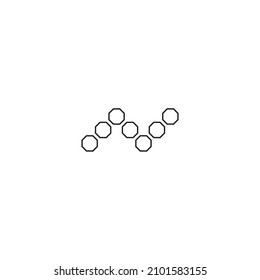 seven octagon letter N, simple symbol line vector logo