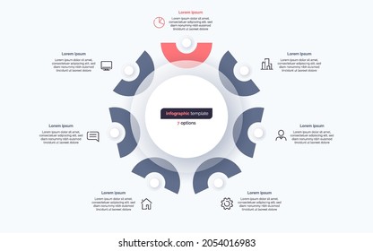 Seven Option Circle Infographic Design Template. Vector Illustration.