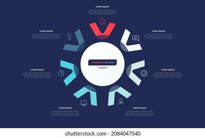 Seven option circle infographic design template. Vector illustration.