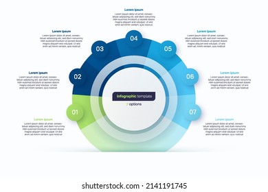 Seven option circle infographic design template. Vector illustration.