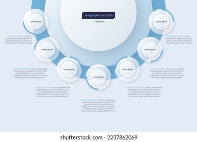Seven option circle infographic design template. Vector illustration.