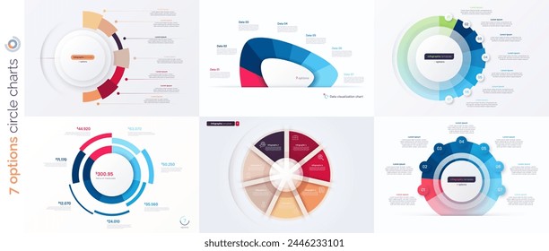 Seven option circle infographic design templates. Vector illustration.