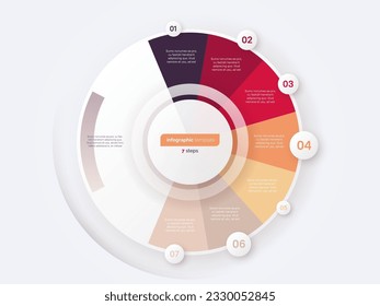 Seven option circle infographic diagram. Vector illustration.