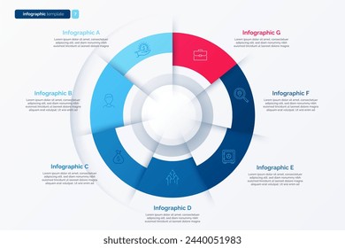 Seven option cycle infographic chart. Vector illustration.