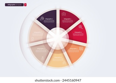 Seven option cycle infographic chart. Vector illustration.