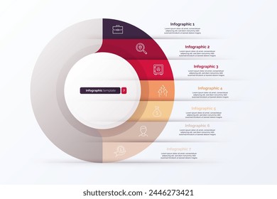 Gráfico infográfico del ciclo de siete opciones. Ilustración vectorial.