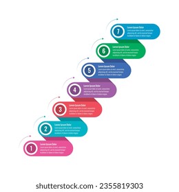 seven options infographic template. linked bars infographic template. education, business, magazine, internet, annual report information template