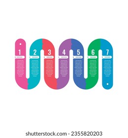 siete opciones plantilla de infografía. plantilla informativa de wavy y zig zag. plantilla de infografía para Internet, negocios, web, revista, informe anual