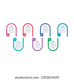seven options infographic template. web, internet, business, magazine, annual report information template. curvy infographic template