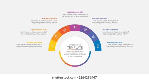 Seven Options, Timeline, Circle Infographic Template Design	