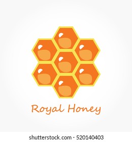 seven orange hexagons of bee hive shape for royal honey logo vector