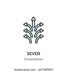 Icono de vector de siete contornos. Icono de siete líneas delgadas, ilustración de elemento simple vectorial plano del concepto de orientación editable trazo aislado en fondo blanco