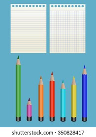 seven pencil and two paper for notes