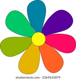 seven petals flower with different colors