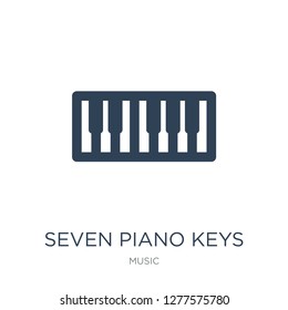 seven piano keys icon vector on white background, seven piano keys trendy filled icons from Music collection, seven piano keys vector illustration