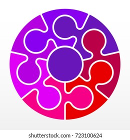 Seven piece flat puzzle round infographic presentation. 7 step circle business diagram. Seven section compare service banner. Vector illustration template shape . 3d Abstract Background
