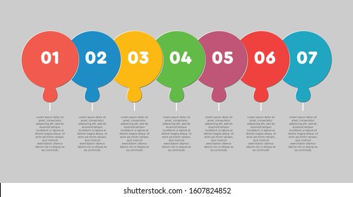 Seven pieces puzzle circles diagram. Business presentation infographic on 7 steps, parts, pieces of process line diagram. Section compare banner. Jigsaw puzzle info graphic. Marketing strategy.
