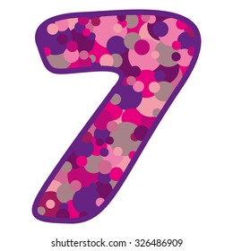 seven pink button on white background