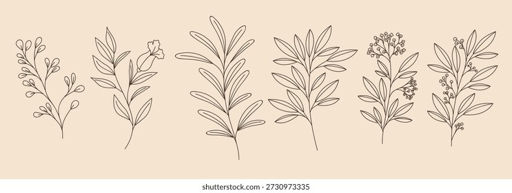 sieben Pflanzen Blumen Vektorgrafik