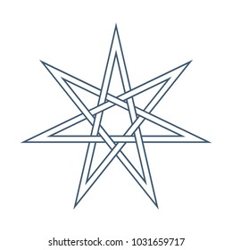 Seven point star or septagram, known as heptagram. Elven or Fairy Star, magical or wiccan witchcraft heptagram symbol. Heptagon mystic sign.